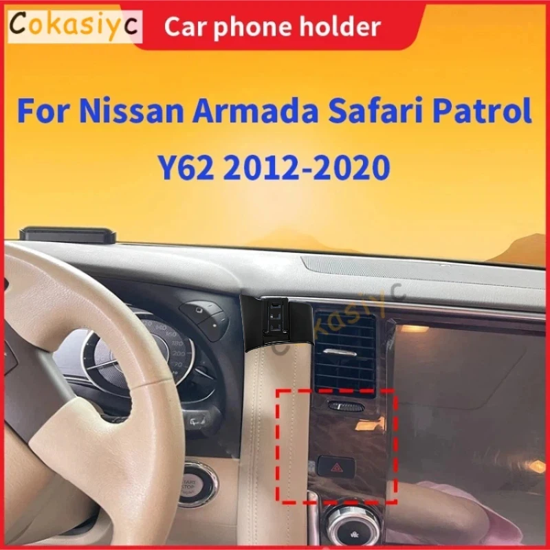 Suporte de Telefone para Carro para Nissan Armada Patrol Y62 2012-2020 com Carregamento Sem Fio
