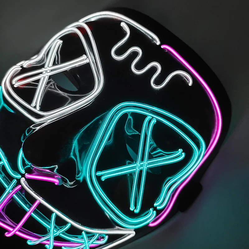 Luminous Wireless Cosplay Vendetta Mask Evil Anonymous Purge Glowing Mask Masquerade Light Up Decoration Flashing Supplies