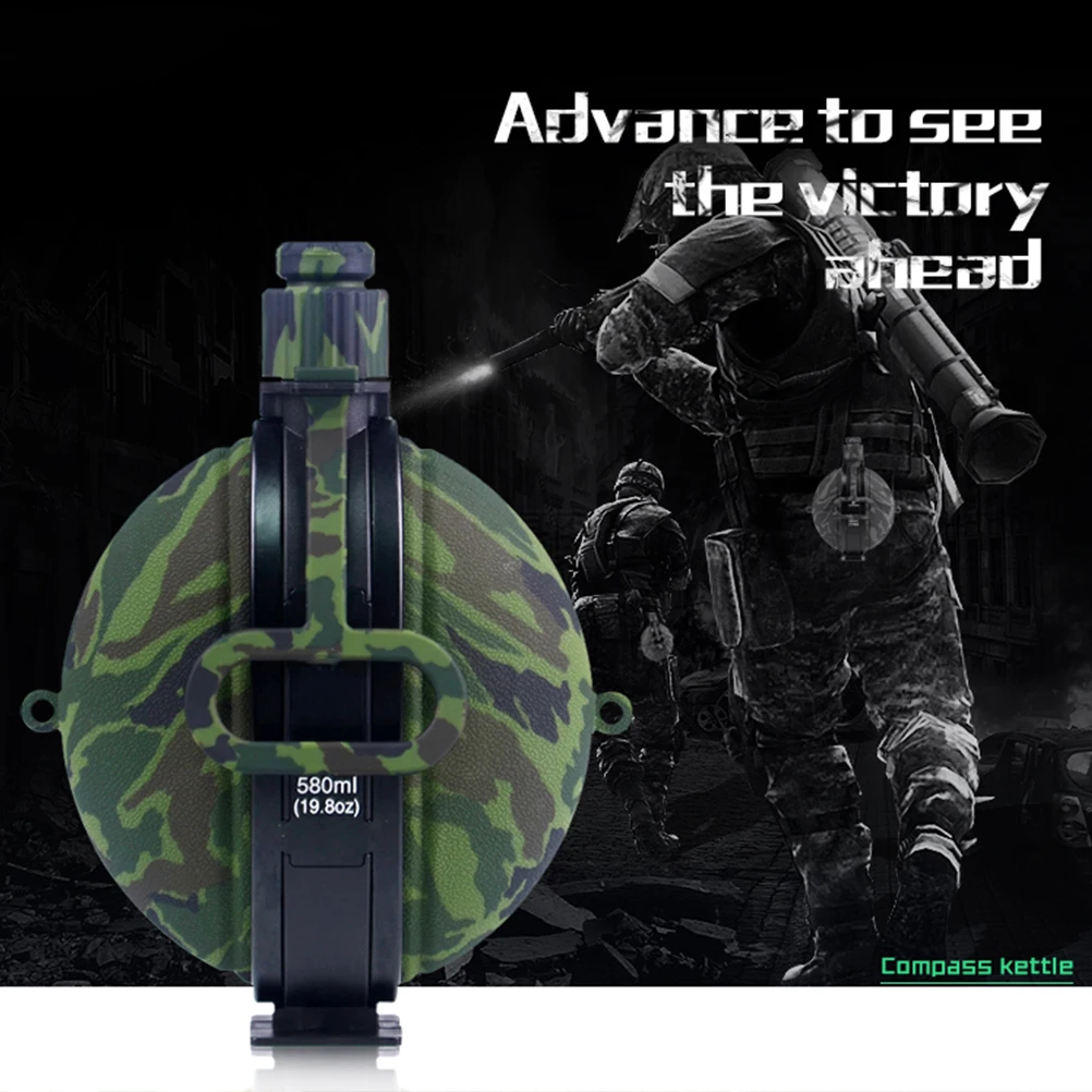 

Collapsible Military Water Bottle Food Grade Silicone Leakproof Portable Camping Canteen Hiking Supplies With Compass Outdoor