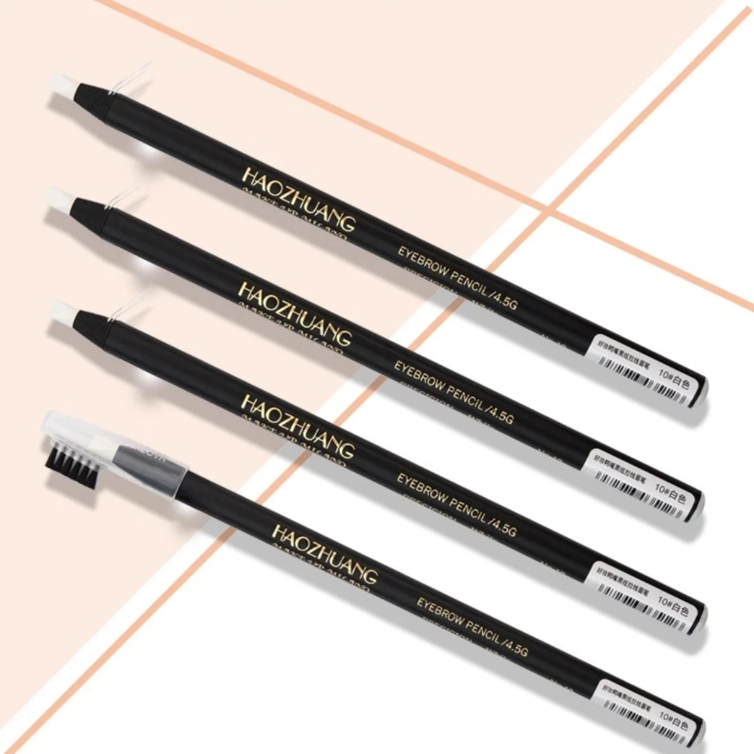 High quality white drawstring eyebrow pencil with long-lasting and non fading pattern, makeup artist positioning and styling pen