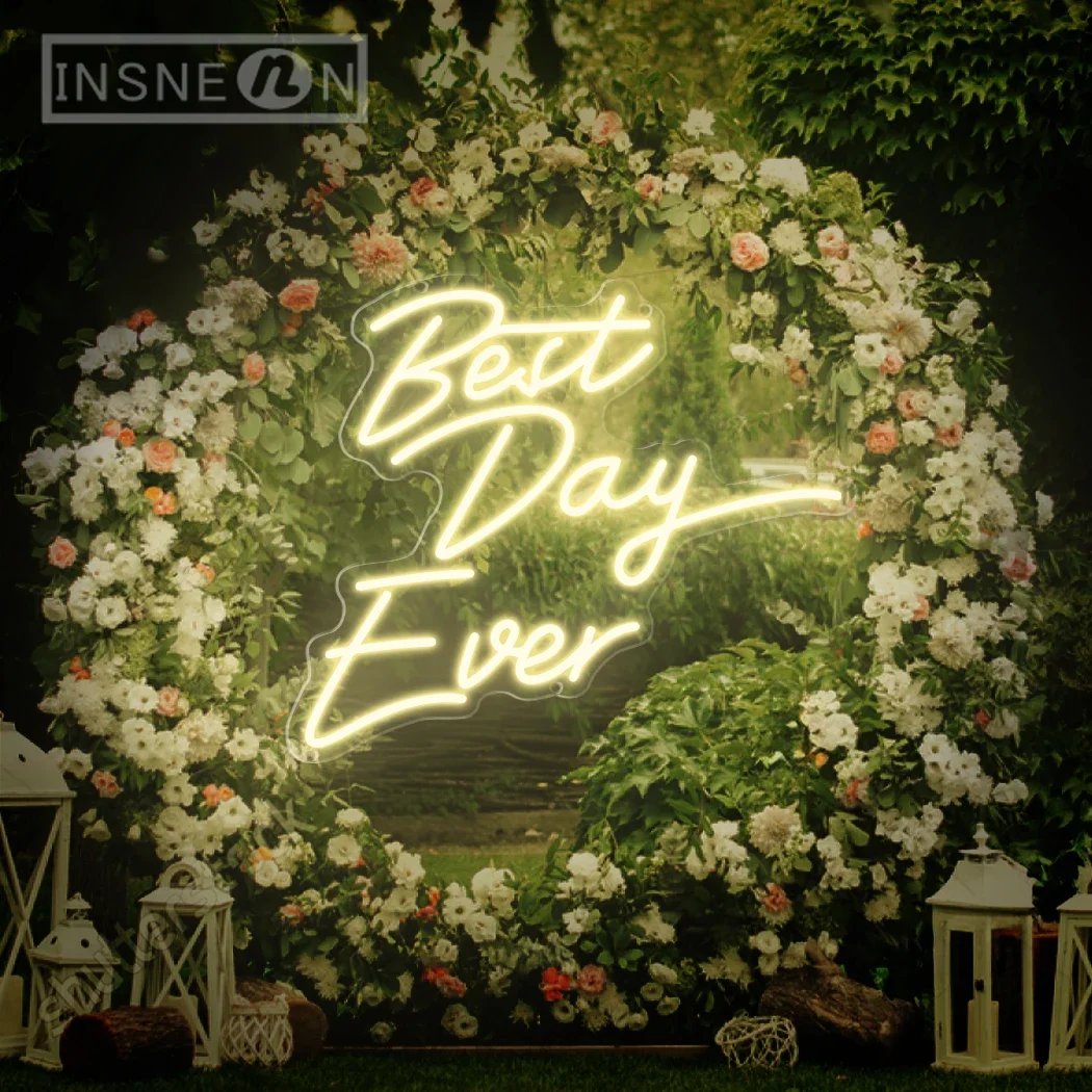 Best Day Ever Neon Sign Portable USB LED Wall Hanging for Room Bridal Shower Engagement Home Wall Art Wedding Party Gift Light