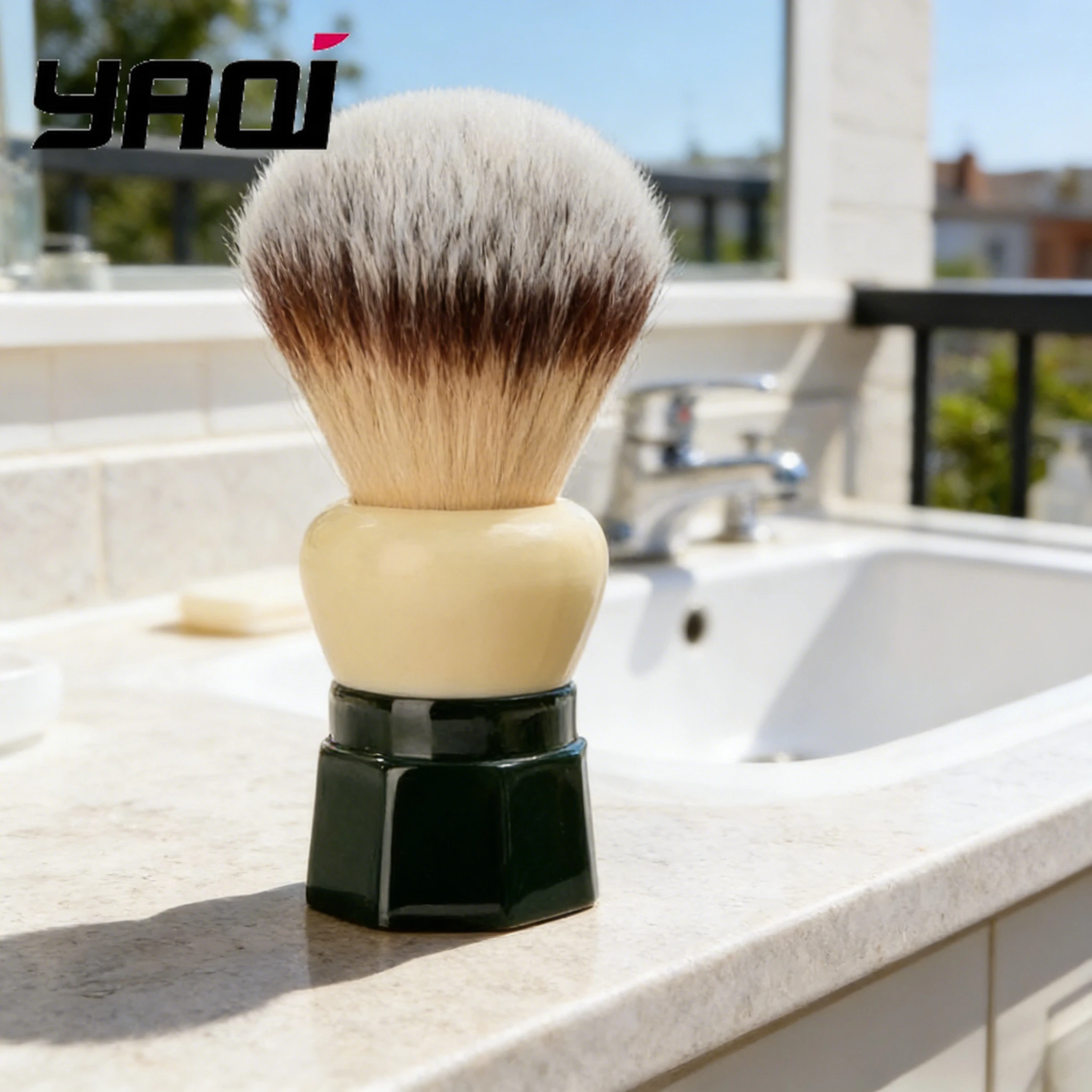 2026 YAQI Green Obsidian Synthetic Hair Mens Wet Shaving Brush New Model