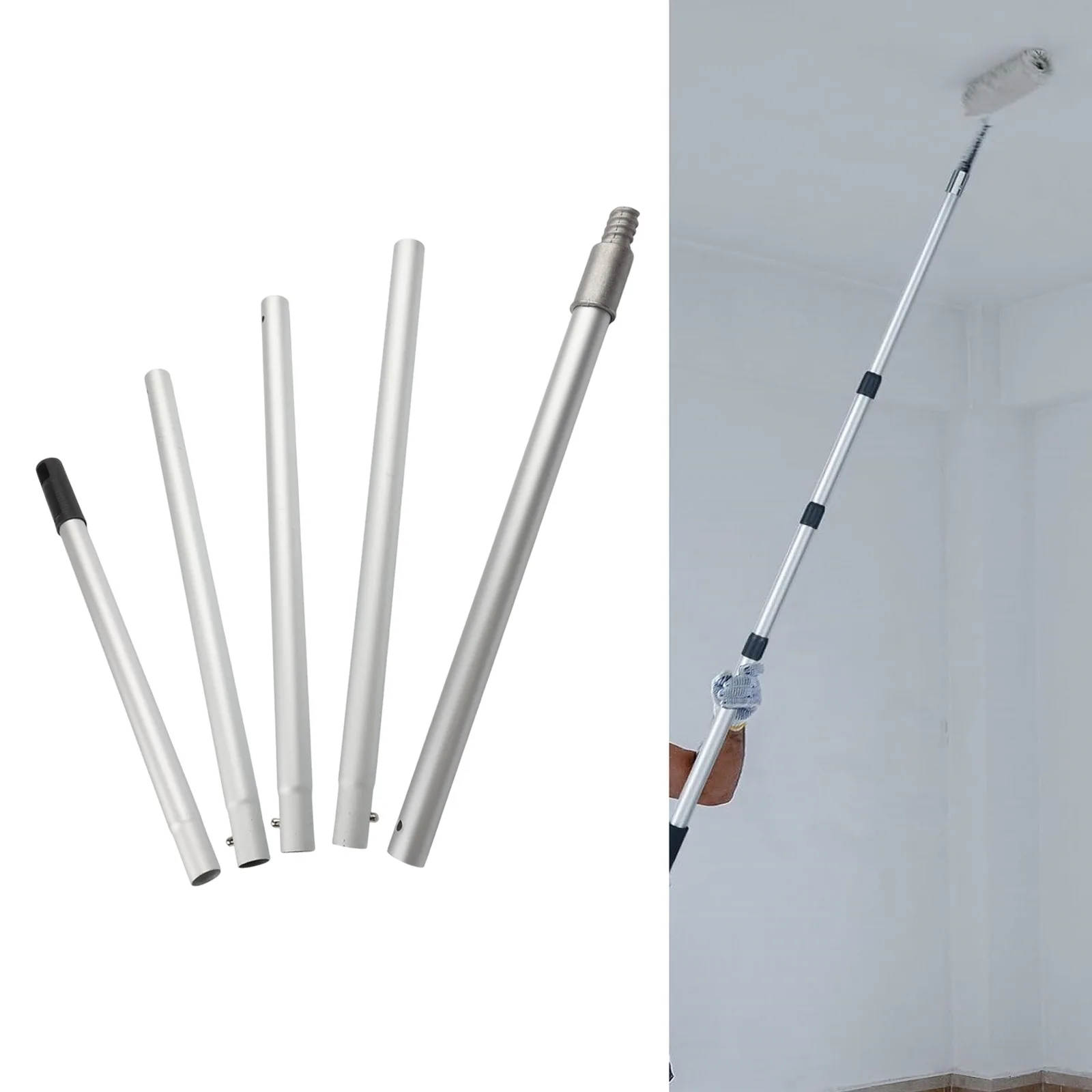 0.42m-3.6m Extension Pole For High Ceilings 9 Sections Telescopic Pole Paint Roller Extension Pole Clean Brush Tools Accessories