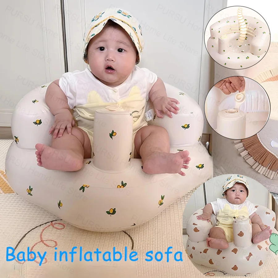 Babies 6-36 Months Inflatable Baby Seat Sofa,Built in Air Pump Children Baby Sofa,Bumbo Seat for Learning to Sit,Feeding,Camping