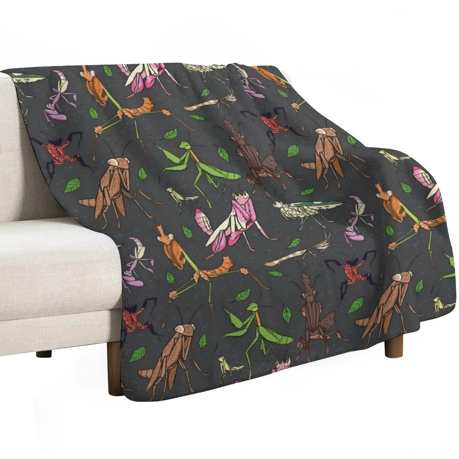 praying mantis pattern Throw Blanket For Baby Blankets For Sofas Soft Big Fashion Sofas Loose Heavy Blankets