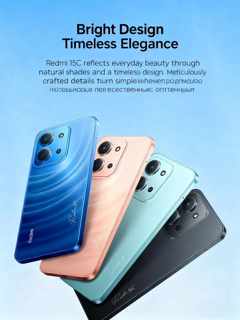 Xiaomi Redmi 15C Versione 6,9 pollici 120Hz Alta frequenza di aggiornamento 50MP AI Fotocamera 33W Ricarica rapida Telefoni cellulari Smartphone