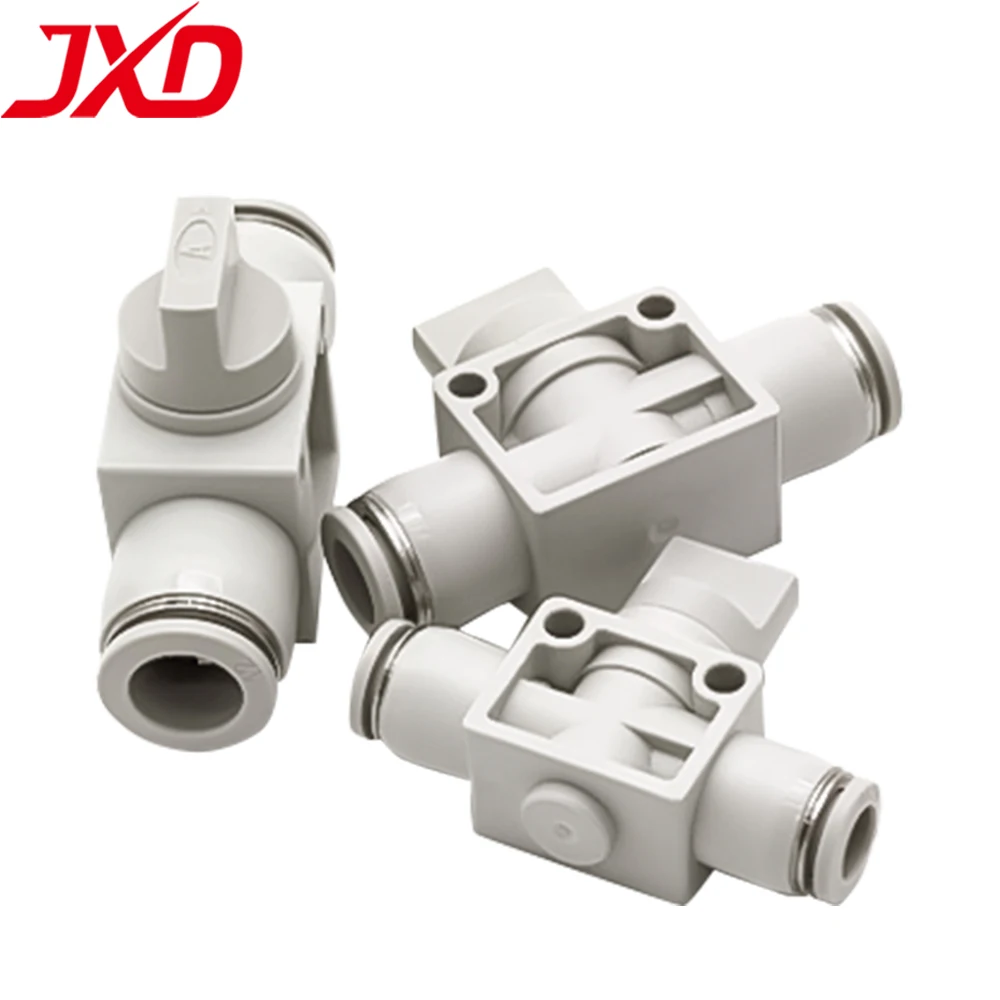 JXD Airtac Hand-Operated Pneumatic On-Off Valve (Model: PHV08/06/10/12), Pneumatic Tube Quick Connector, Straight-Through Valve