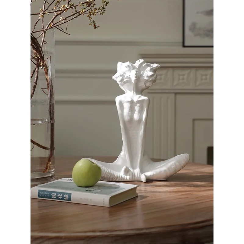 

Cheap Home Art Leisurely Ivory White Statue Sculpture Living Room Tabletop Decoration