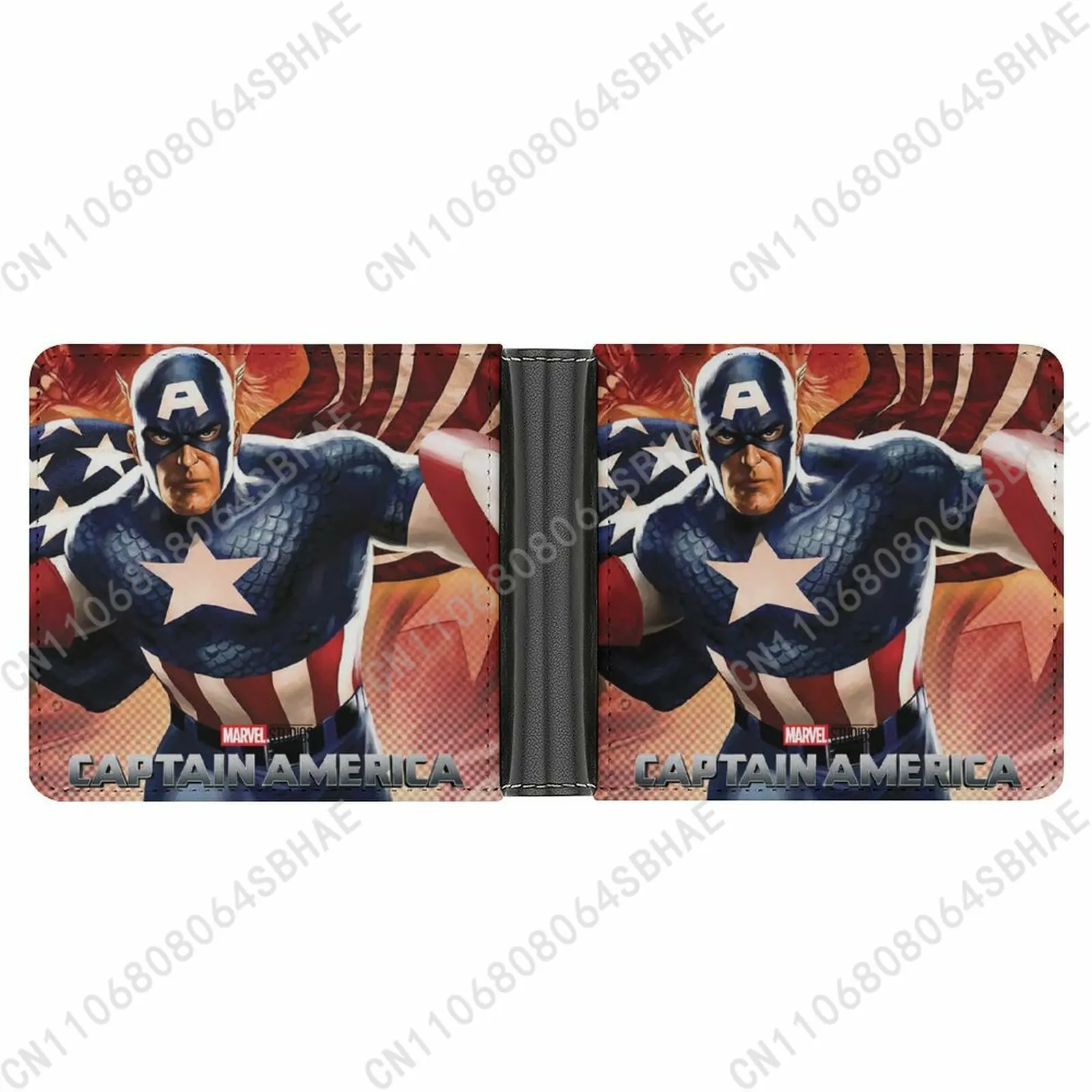 

Marvel Captain America Trendy Leather Wallet Teenage Male Woman Slim Credit Card Holder Small Purse Daily Use Cosplay