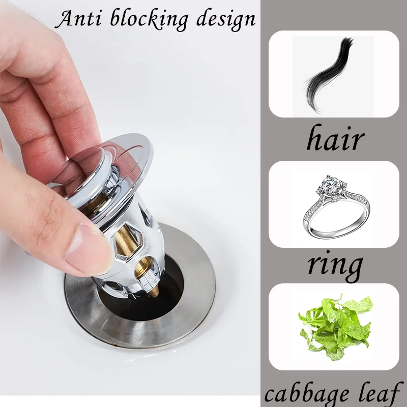 Sink Plug Bathroom Pop Up Sink Stopper Universal Pop Up Drain Plug  Washbasin Sink Stopper Filter Bathtub Basin Cover Strainer