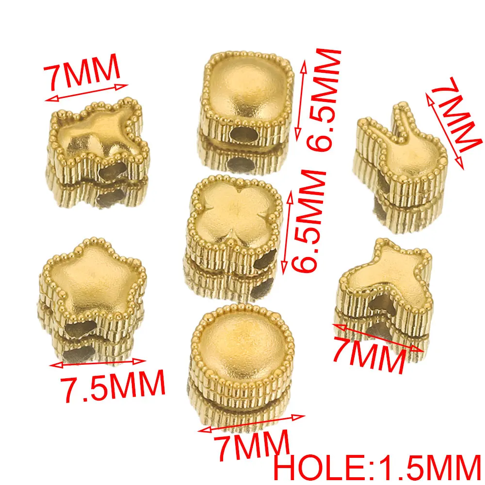 10PCS Stainless Steel Round Butterfly Flower Charm Spacer Beads PVD Gold Plated Metal Necklace Bracelet Jewelry Making Wholesale - Image 2