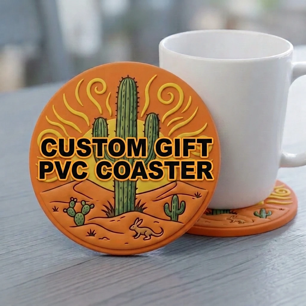 Personalized Round PVC Coaster Custom Logo Non‑Slip Heat Resistant Cup Mat Desktop Decoration for Party Souvenir Gift