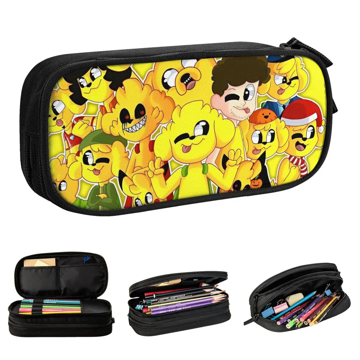 Mikecracks Estuche para lápices de dibujos animados, portalápices, bolsa para niñas y niños, almacenamiento grande, estuches escolares con cremallera para estudiantes