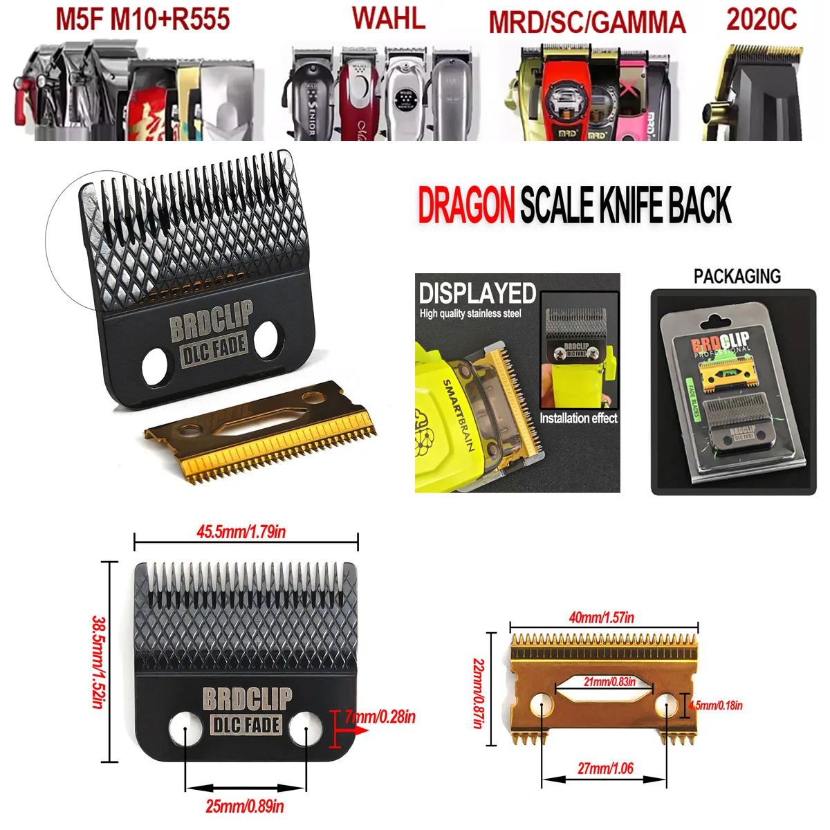 VGR V003 Original DLC FADE Blade V640 V270 Hair Clipper Blade Trimmer Replacement Cutter Head Professional Barber Accessories