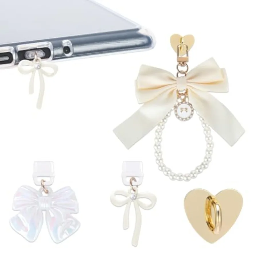 

Type C Dust Plug Charm Chains for Kindle - 3Pcs Bowknot Charms Bracelets Accessories Compatible for E-Reader