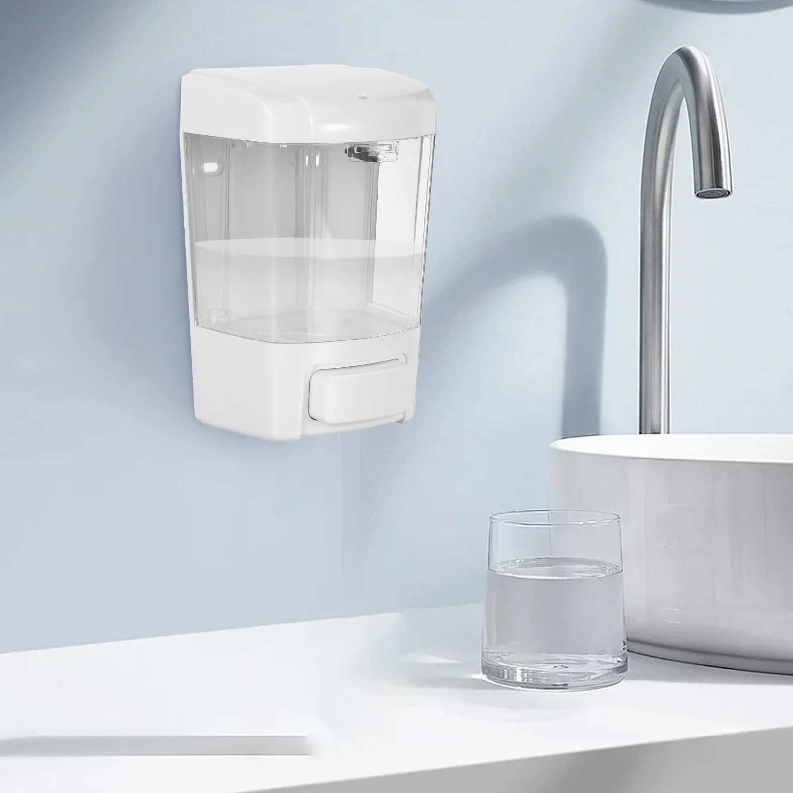 

800Ml Wall Mount Soap Dispenser White Manual Pump for Bathroom Kitchen Restaurant Liquid Hand Soap Shampoo Conditioner