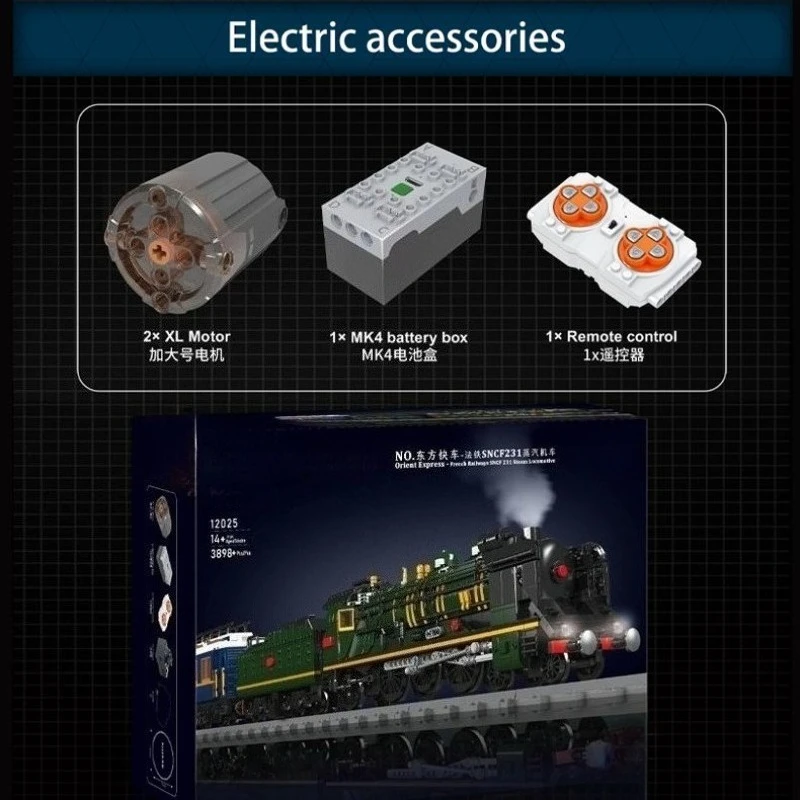 GSF 12025 Technische treinbouwsteen Orient Express-Franse spoorwegen SNCF 231 stoomlocomotief kerstcadeau voor kinderen