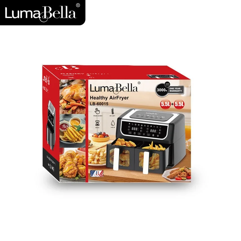LumaBella Intelligent Air Fryer Black Square Plastic