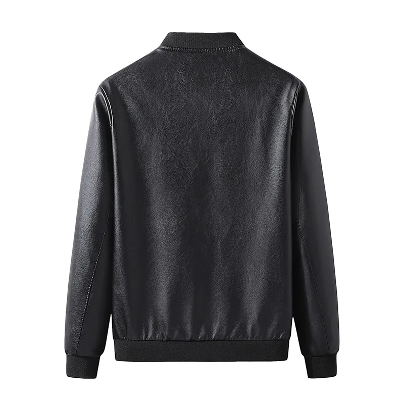 Sping Autumn Motorcycle Leather Jacket For Men Plus Size Baseball Jacket Fashion Business Casual Slim Fit Handsome Leather Coat