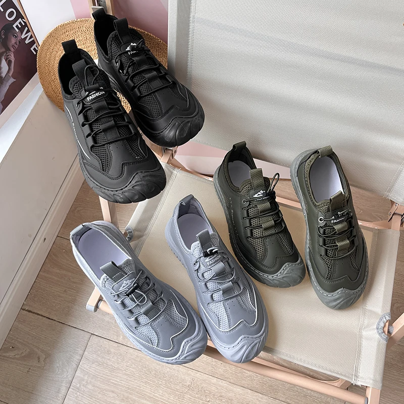 

Высокопроизводительные мужские уличные походные ботинки из дышащей сетки и ультракожи, нескользящие, износостойкие, повседневная спортивная обувь