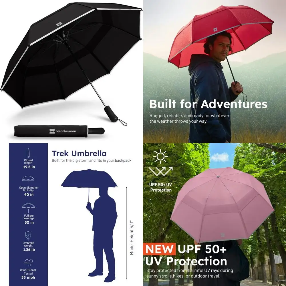 

Windproof Collapsible Travel Umbrella - Compact Auto Open, Resists 55 MPH Winds - Ideal for Outdoor Adventures