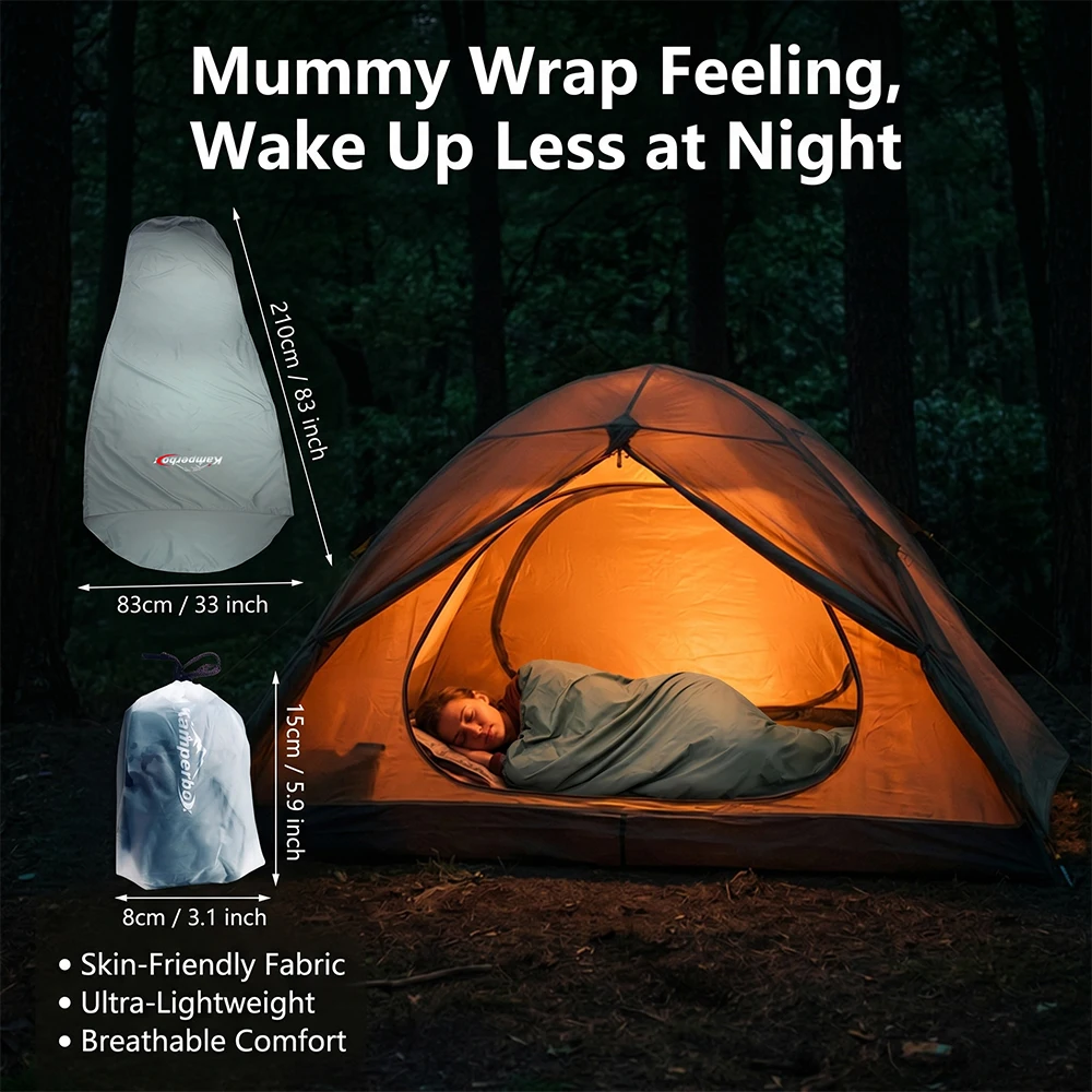 Kamperbox Camping Sleeping Bag Liner Liner Sleeping Bag Liner Bag Lightweight Sleeping Bag Mummy Rectangular