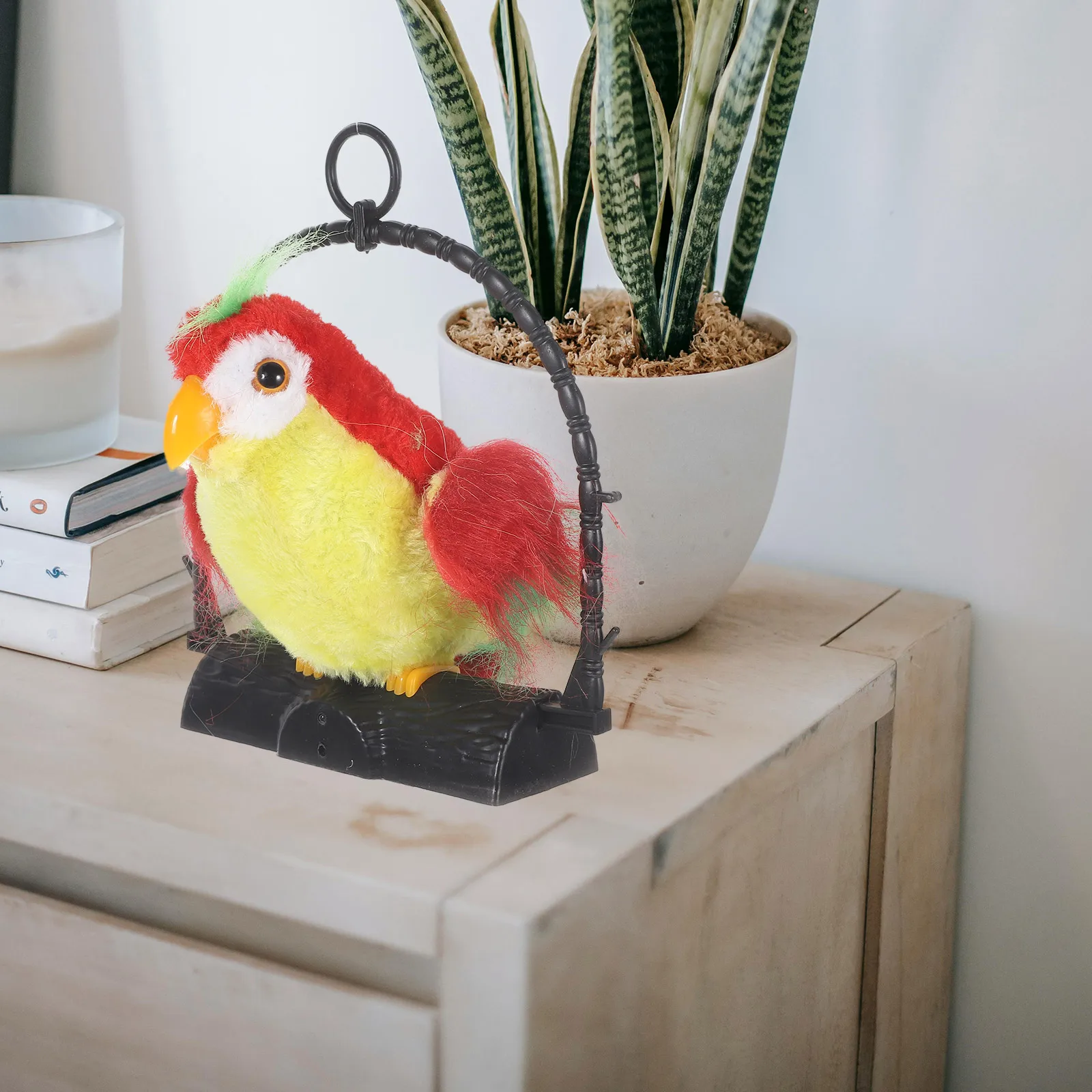 Elektryczny papuga nagrywająca głos, czerwona, miękka, ruchome skrzydła, kołysząca głowę, imitująca głos, edukacyjna zabawka dla dzieci, wczesna nauka.