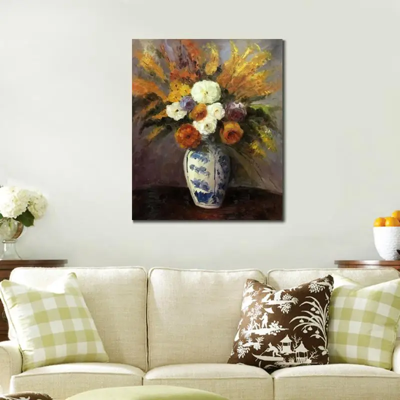 Flowers Canvas Art Handmade Pierre Auguste Renoir Painting Roses Modern Impressionist Artwork Wall Picture Entrance Hall Decor