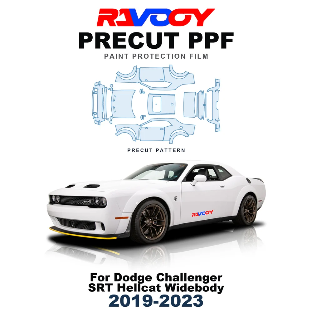 Precut PPF For Dodge Challenger SRT Hellcat Widebody 2019-2023 8.5mil TPU Paint Protection Film Hood Bonnet Bumper Headlight