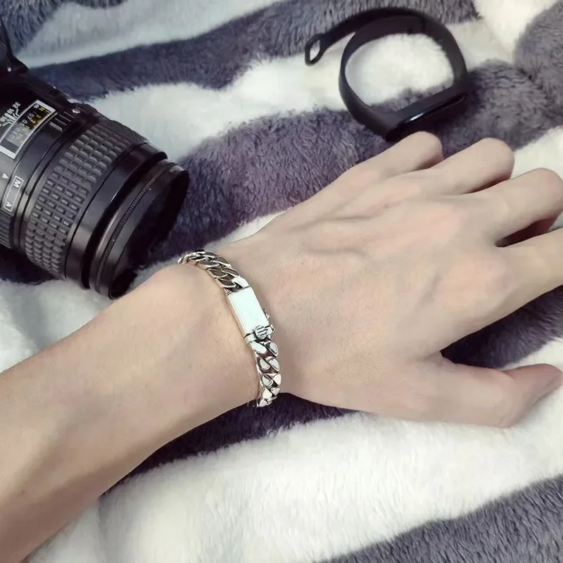 Stainless Steel Cuban Bracelet Classic Casual Jewelry for Men Fashion Charm Gift for Boyfriend