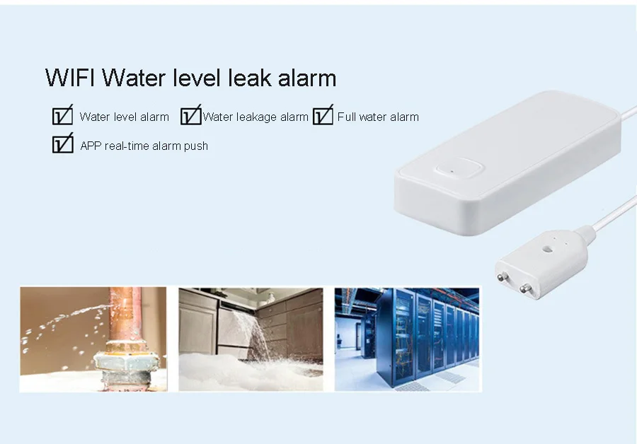 Tuya Wifi Water Leak Sensor Water Leakage Detector or Flood Alert Overflow Security Alarm System