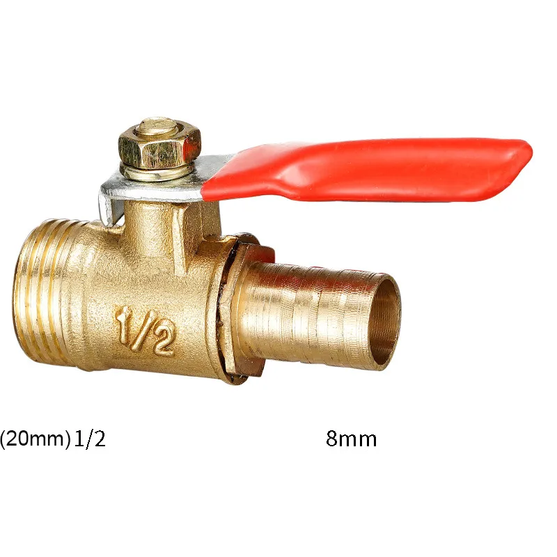 Brass 6/8/10/12mm Red Lever Handle Ball Valve Hose Barb 1/4