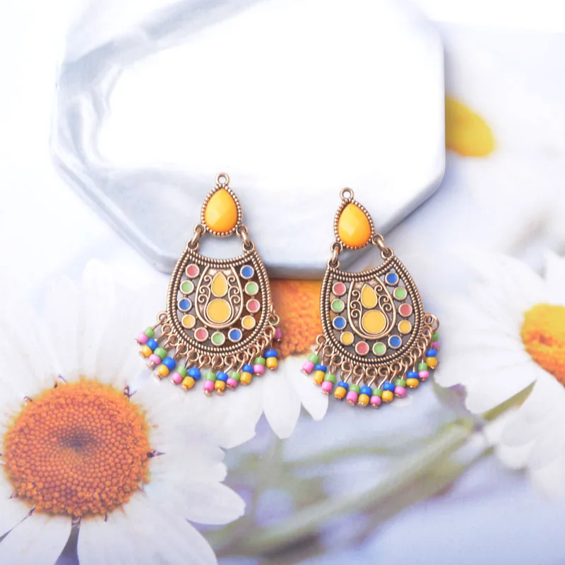 8 Stück Quasten-Ohrringe Boho-Verbinder Zinklegierung Vintage-Stil Ohranhänger Schmuckanhänger – Detail 4