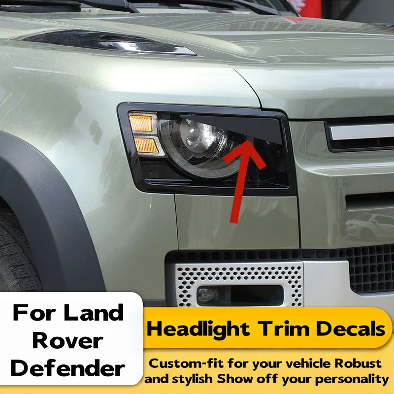 

For Land Rover Defender 2020-2025 Aluminum Alloy Black Car Headlight Angry Eyes Headlight Cover Trim Exterior Car Accessories