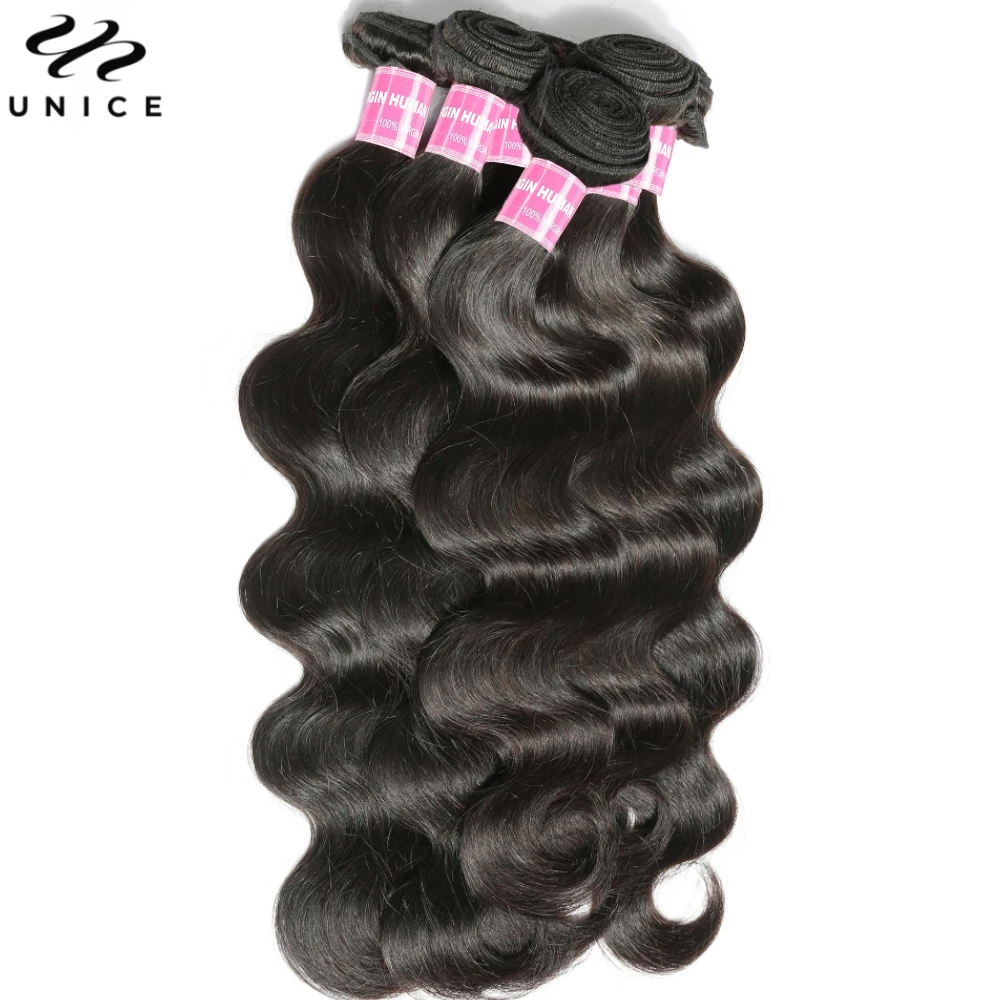 Unice Hair Body Wave Bundles With Closure 100% Human Hair 4x4 5x5 HD Lace Closure With Bundles 2/3/4 PCS Deal Can Make 250% Wig