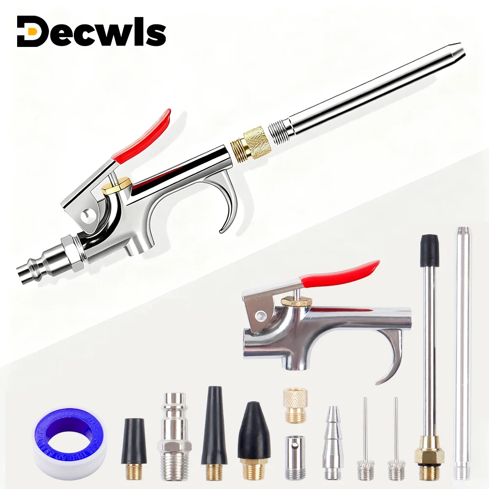 13Pcs/set Air Compressor Blow Gun Multiple Nozzles Pneumatic Tool Removable Mini Dust Cleaning Tool Kit for Dead Corner Cleaning