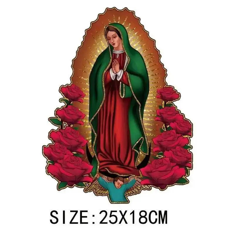 Beautiful Christian Mary Of Virgin Thermo Heat Transfer Sticker On Clothes DIY Washable Print-On T-Shirt Iron On Patches Decor