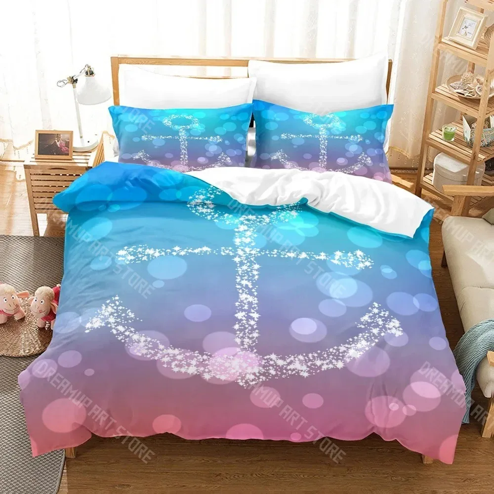 3D Printed Marine Nautical Anchor Bedding Set for Boys Girls Duvet Cover Pillowcase Twin Queen King Full Single Double Sizes