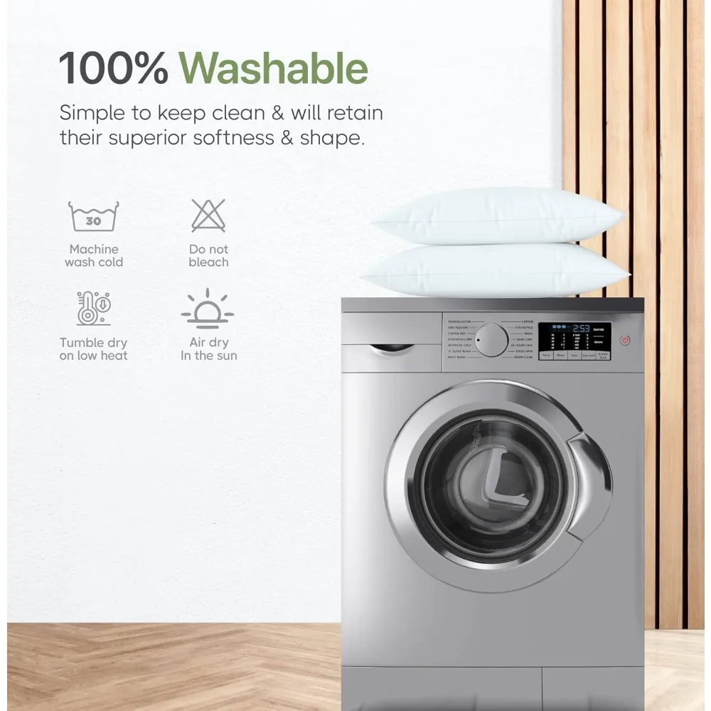 Luxury Hypoallergenic Green Label Soft Pillows - Choice Hotels Luminesse, White, Standard Size, 2-Pack