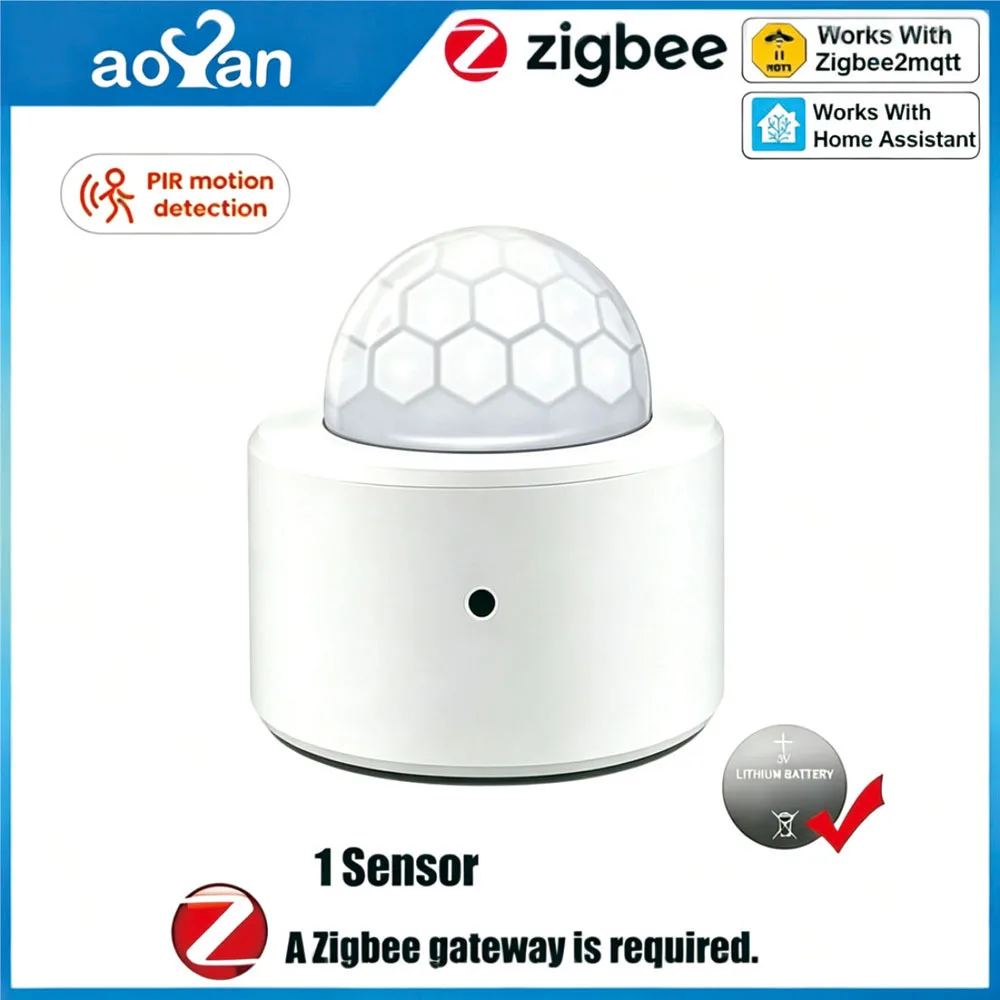 Aoyan Zigbee 3.0 Mini PIR Motion Sensor Human Motion Infrared Detector Security Alarm Works With Alexa Google Home Zigbee2MQTT