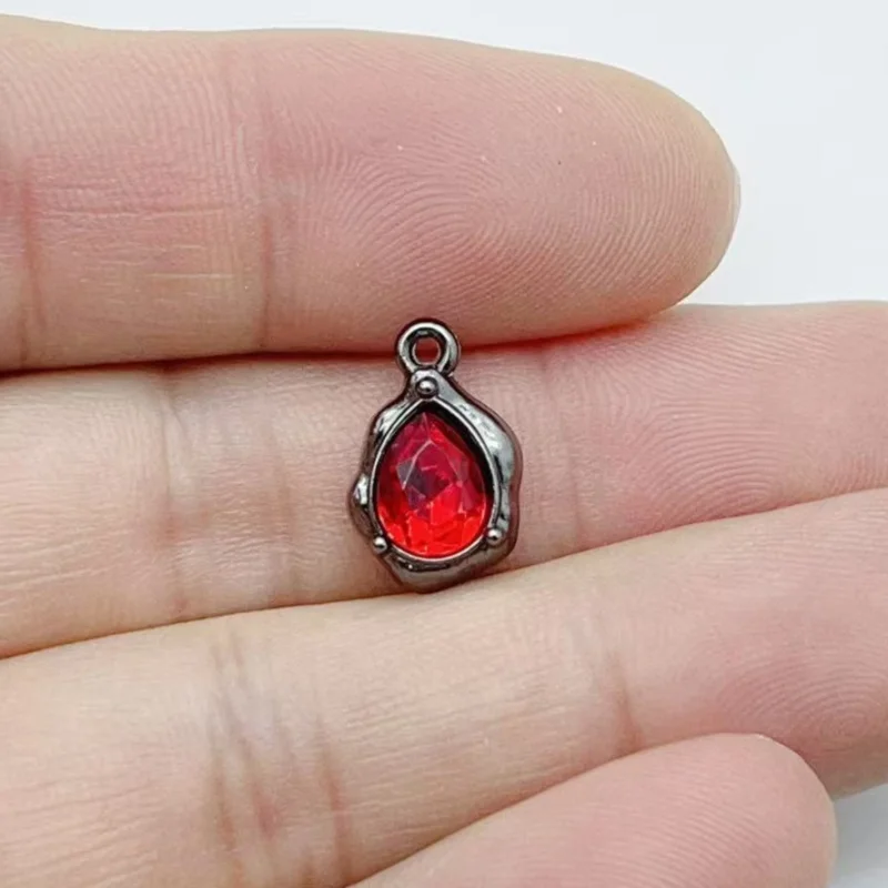 10pcs Dark Gothic style Red Diamond Cross Rose Moon Alloy Pendant DIY Bracelet Necklace Accessories view 5
