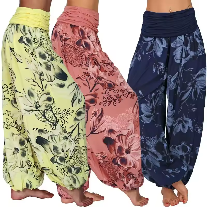 Damen bedruckte lose lässige Damen hose mit weitem Bein modische und künstlerische Retro-Harlan hose Damen bekleidung