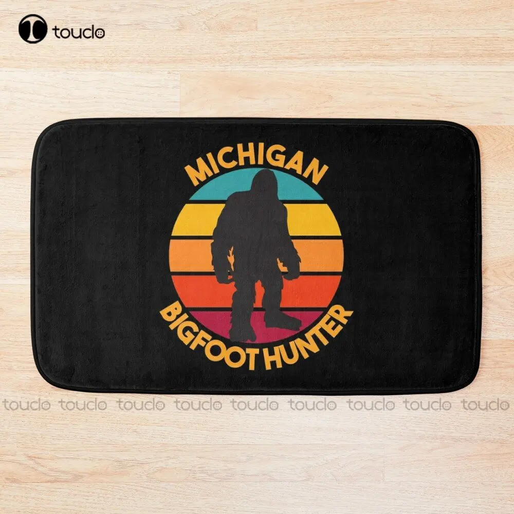 Sunset Sasquatch In Forest Michigan Bigfoot Hunter Bath Mat Christmas Carpet Hotel Bathrugs