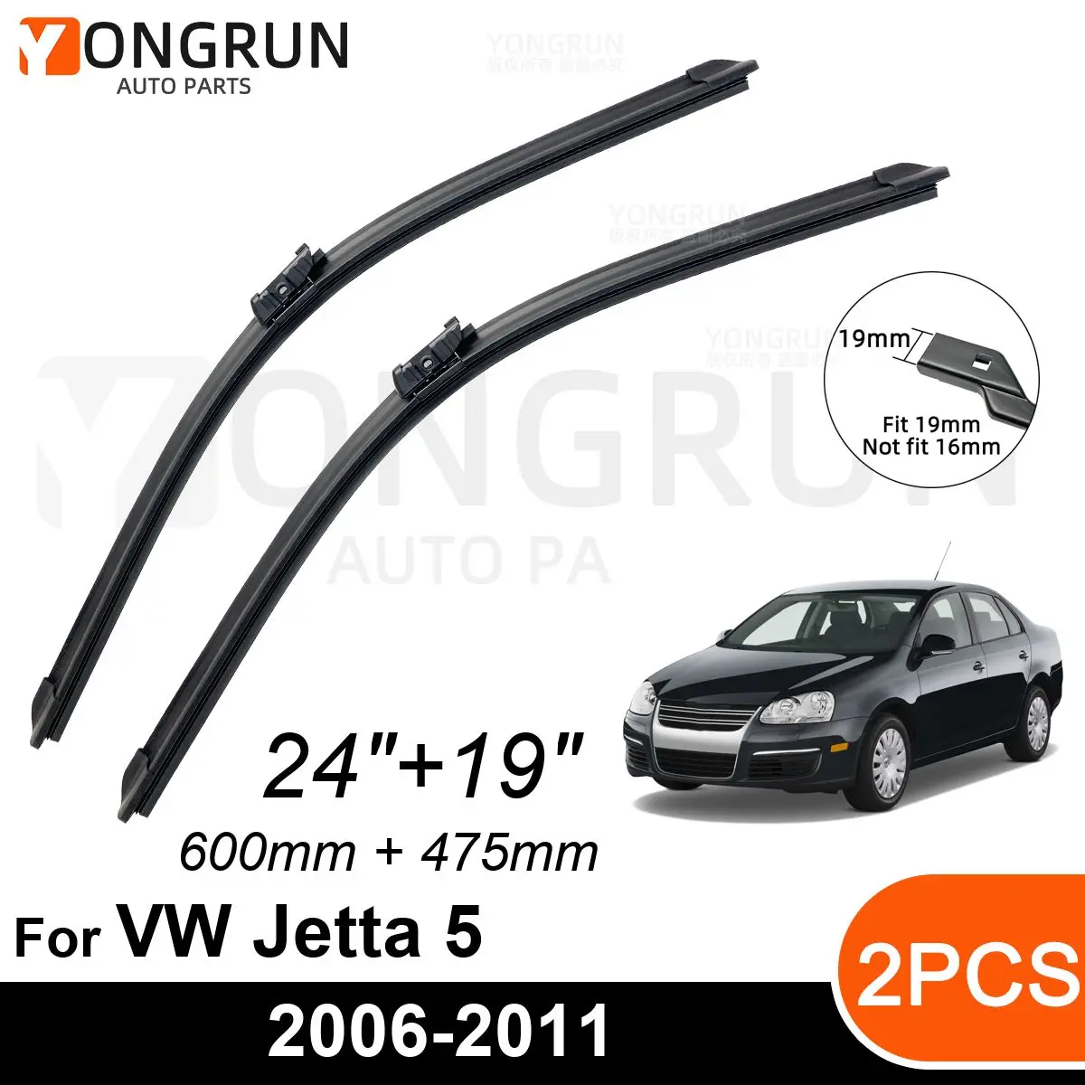 Car Front Windshield Wipers For VW Jetta 5 Vento 2006-2011 Wiper Blade Rubber 24