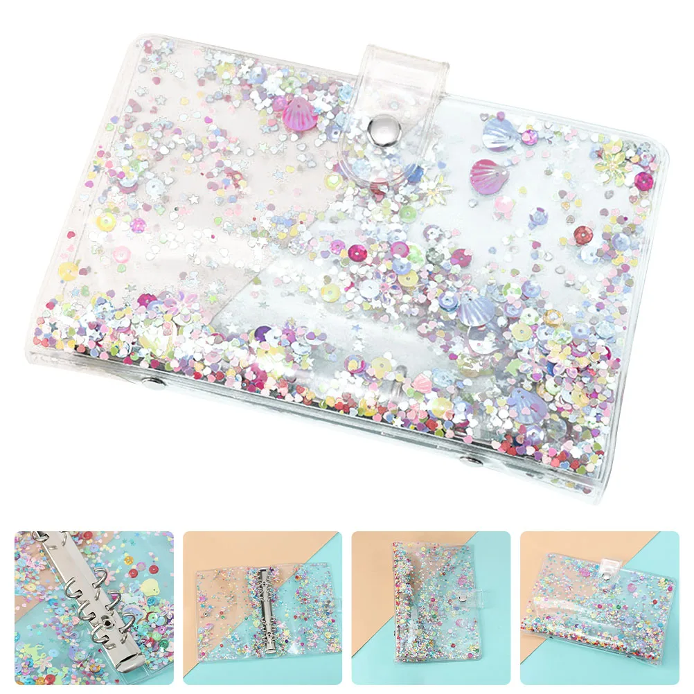 

Shiny Sequin Pvc Notepad Shell Dustproof Portable Office School Planner Binder Scrapbook Clear Loose Leaf Journal Shell