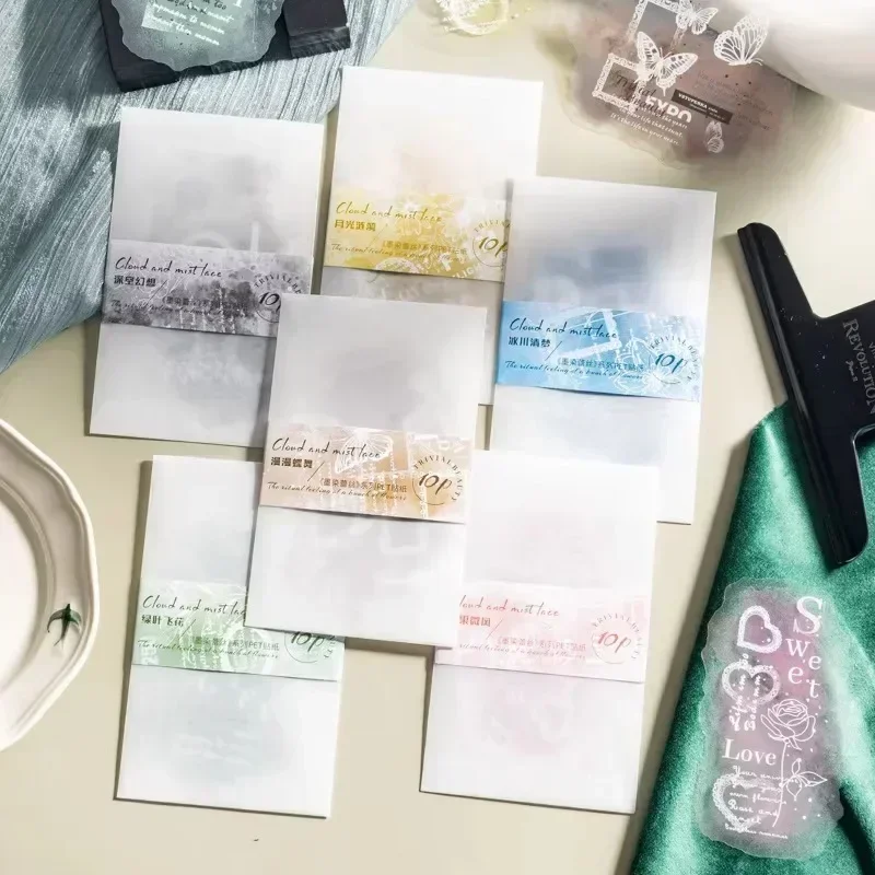 10 Stücke Konto Scrapbooking schnitt unregelmäßige paket Dekorative Lieferungen Aufkleber tinte gefärbt spitze Schule konto DIY 167*91mm