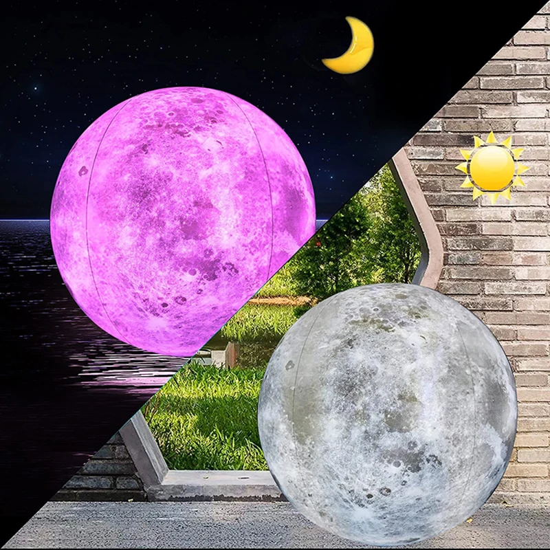 

Pvc Inflatable 40cm Moon-Shaped 16-Color Led Remote Control Light Ball Outdoor Swimming Pool Floating Glowing Ball Outdoor Lawn Beach Toy Ball