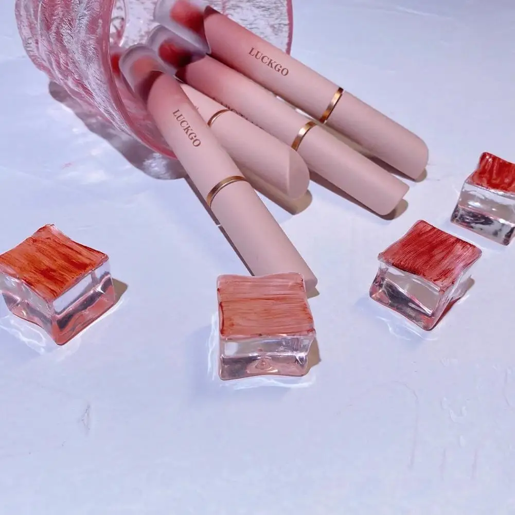 ลิปกลอสเนื้อแมทกำมะหยี่ลิปมัดนู้ดแมทลิปสติกสีแดงเกาหลีติดทนนานกันน้ำทินท์ลิปเครื่องสำอางแต่งหน้า P8K4