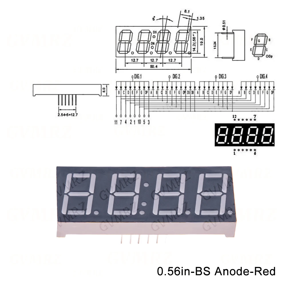 0.56inch Digital tube Common AnodeCathode Red 2 3 4 Bit digital Tube LED Display 7 segment 3 4 2 3 4 Bit 