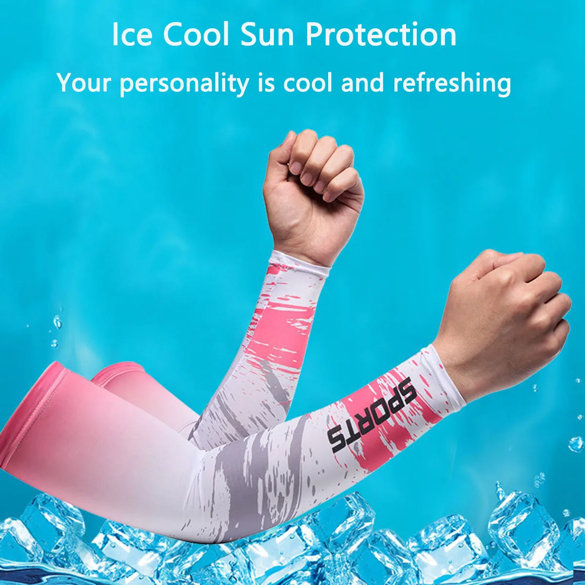 Manga de protección solar de seda de hielo transpirable y absorbente de sudor, manga de brazo frío, manga larga de ciclismo, manga de hielo resistente a los rayos UV